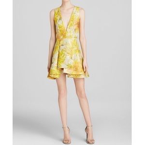 Alice & Olivia Yellow Floral Shimmery Mini Dress